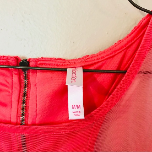 Coral Lace Fit and Flare Dress - Picture 3 of 5